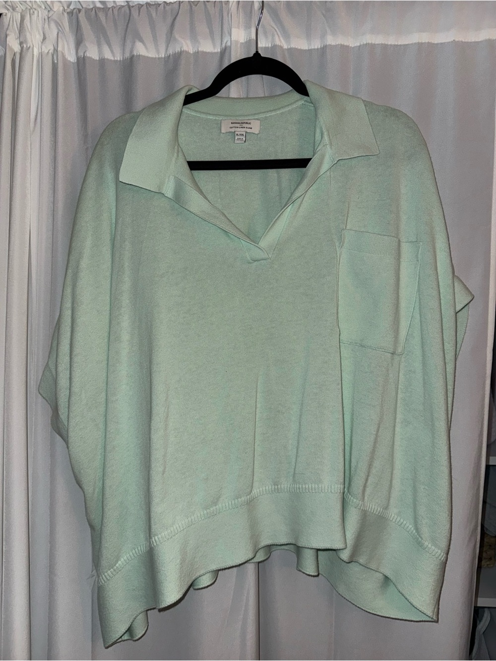 Banana Republic Mint Green Collared Pocket Pullover
